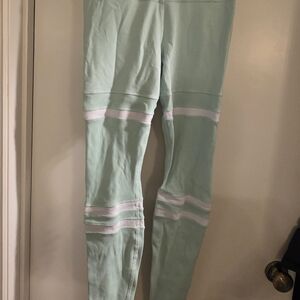 ALO Yoga Mint Leggings with White Accents
